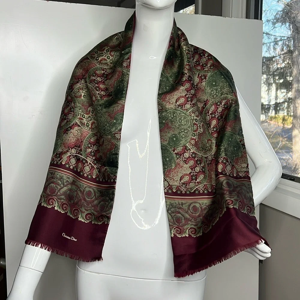 Christian Dior Monsieur Silk Wool Scarf Made in Italy 54” x 10.25”